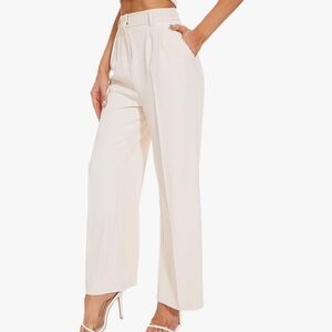 White wide legged trouser pants